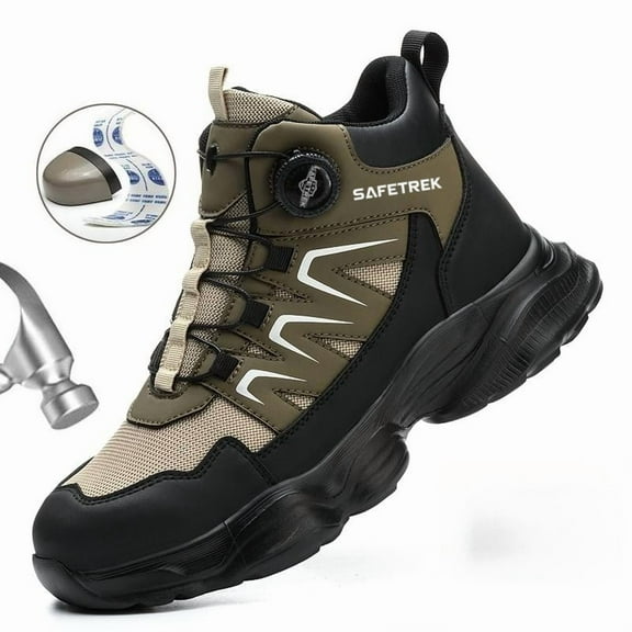 SAFETREK Steel Toe Safety Shoes for Men Women: Anti-Smash Anti-Puncture Anti-Slip Work Boots, Waterproof Protective Work Footwear With Quickly Shoelaces,Lightweight Shoes For Factory Construction