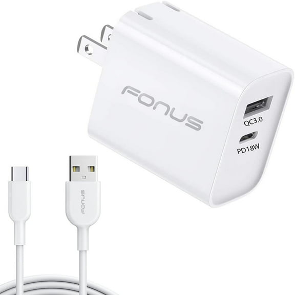 36W PD Home Charger Fast Type-C 6ft Long Cable USB-C Power Cord QC3.0 Adapter Wall AC Plug X3E for ASUS ZenFone AR 6 5z 4 Pro - Blackberry Motion, Key2, KEYone, LE - BLU G9, Vivo XI Plus