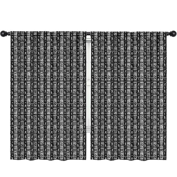 Blackout Kids Curtains,Baseballs Quotes Black Pattern Children's Insulated Curtains Set Of 2,Bedroom Essentials,Toddler Room Decor 52"x84"