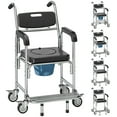 thumbnail image 1 of HOMCOM Shower Commode Wheelchair, Padded Seat, 331 lbs., Black, 1 of 10