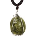 thumbnail image 1 of Moldavite Crystal Necklace,Raw Czech Meteorite Stone Birthstone Pendant,Green,Irregualr Shape,Wire Wrap, 1 of 6