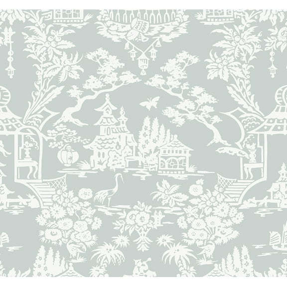 NextWall Blue Dusk Garden Chinoiserie Peel and Stick Wallpaper
