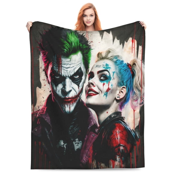 Joker Harley Qu-in Bed Blanket 3D Printed Throw Blanket Lightweight Super Soft Air Conditioning Room All Season Blanket Sofa Couch Bed Fans Cartoon Blanket 40"x30"