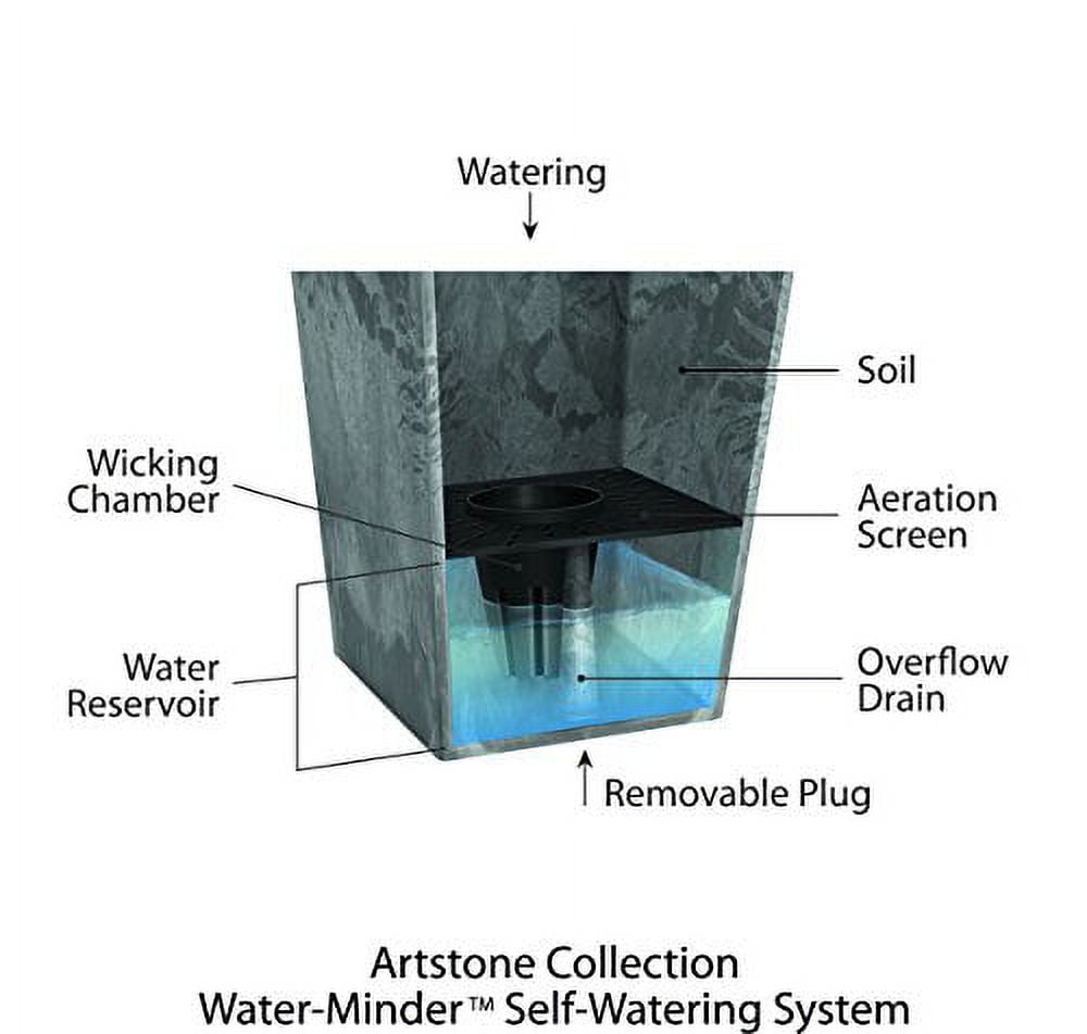 Root & Vessel Ella Low Square Planter, Gray, 10"