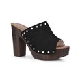 thumbnail image 1 of BLISSFUL STEP Women's Open Toe Platform Block Heel Slide Sandals Black 7, 1 of 6