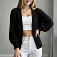 thumbnail image 2 of Wenini Women's Fall Solid Color Long Sleeve Knit Cardigan Sweater Outerwear Top Without Button, 2 of 6