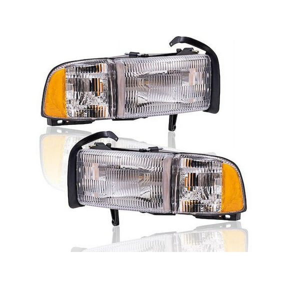 Headlight Assembly Set - Compatible with 1994 - 2002 Dodge Ram 3500 1995 1996 1997 1998 1999 2000 2001