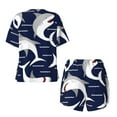 thumbnail image 5 of Qekee Angry Shark Women's Pajama Set Short Sleeve Sleepwear Summer Home Wear with Pockets Soft Short Sleeve Shirt - Angry Shark, 5 of 9