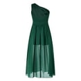 thumbnail image 3 of YONGHS Flower Girls One Shoulder Beaded Chiffon Bridesmaid Romper Dress Wedding Prom Party Gown Green 6, 3 of 6