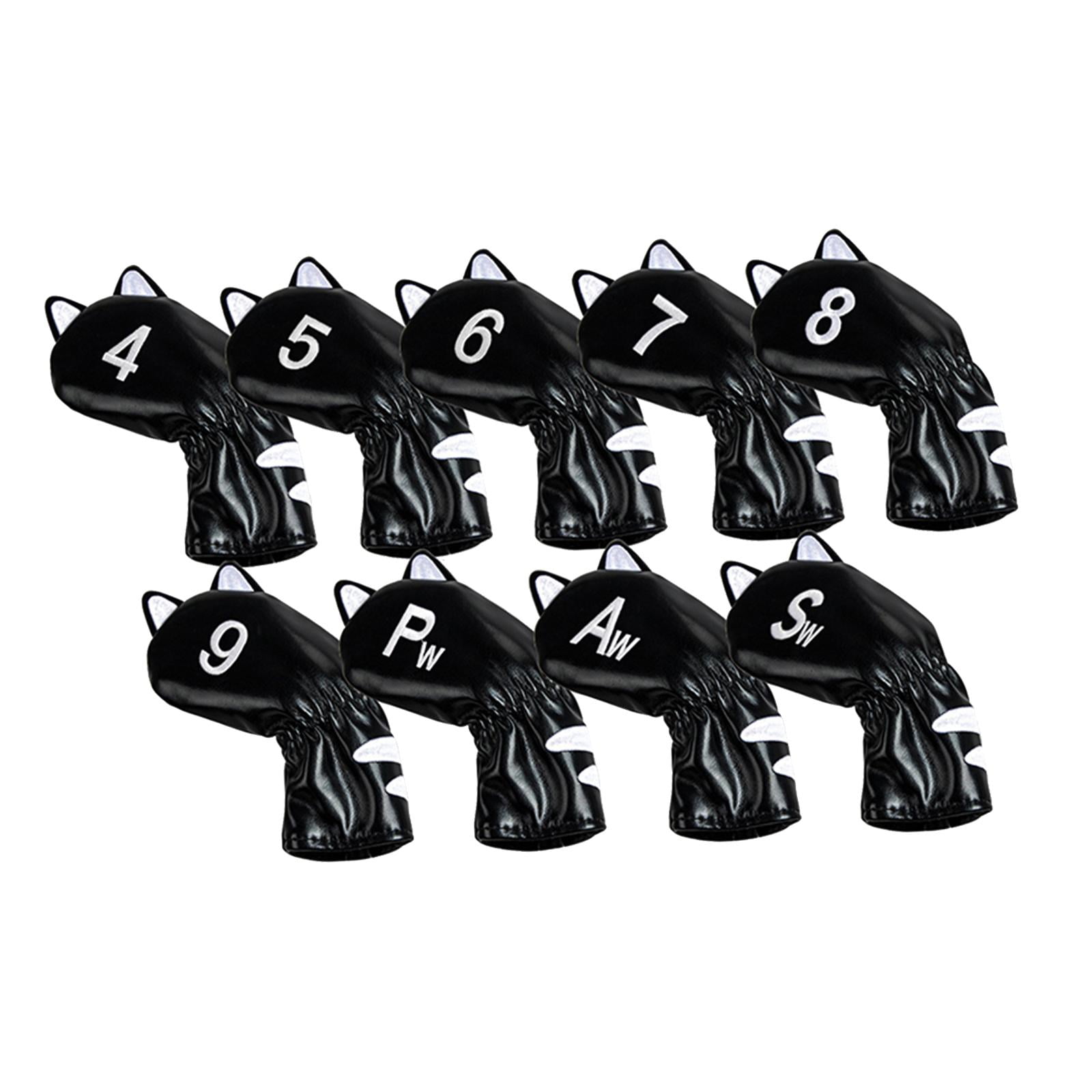 harayaa Golf Club Head Covers Mallet Putter Cat Pattern Accessories Putter Cue Headcover 9pcs Iron Black