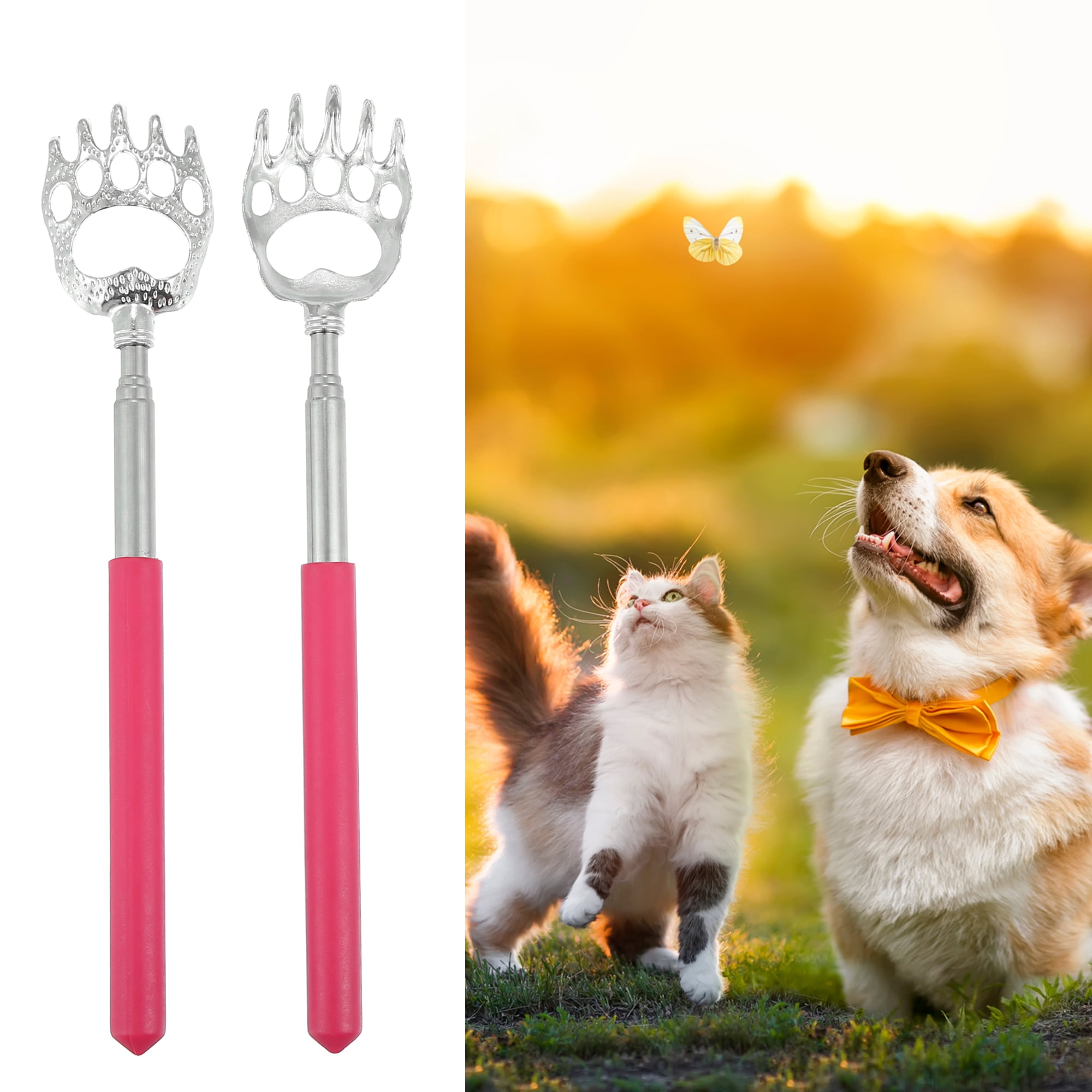 Unique Bargains 2 Pcs Extendable Claw Stainless Steel Pink