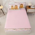 thumbnail image 4 of Manfei Kawaii Dachshund Zipper Full Size Comforter Sets with Fitted Sheet and 2 Pillowcases, Romantic Rose Flower Zipper Bedding Set, Pink Golden, Pink Reversible, 4pcs, 4 of 7