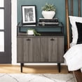thumbnail image 2 of Manor Park Modern Glass Top Two-Door Storage Cabinet, Slate Grey, 2 of 9