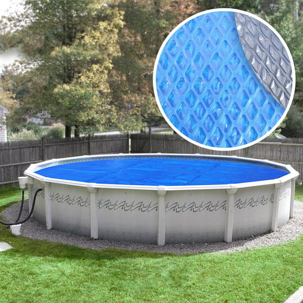 Pool Mate Deluxe 5Year Blue/Silver Solar Blanket for Above Ground Swimming Pools, Round 28