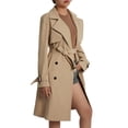 thumbnail image 5 of Douhoow Women Windcoat Double Breasted Trench Coat Classic Belted Lapel Overcoat, 5 of 9