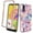 Hexagon Marble, variant on Samsung Galaxy A01 Case, Rosebono Hybrid Dual-Layered IMD Design Graphic Purple Marble and Flower Anti-Scratch Drop Protection Skin Cover Shockproof Case for Samsung Galaxy A01