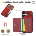 thumbnail image 3 of Allytechgroup Stylish iPhone 16 Wallet Case, Premium Phone Case for iPhone 16 with Card Holder Zipper Pocket Hand Wrist Shockproof Stand Cover for Women Men, Red, 3 of 6