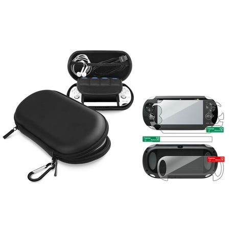 Insten Full Body Front & Back Protector Guard + Black EVA Case For Sony PS Vita (Best Ps Vita Screen Protector)