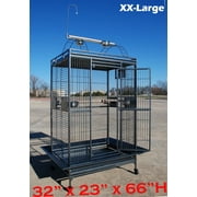 32"x23"x66"H, XX-LARGE Deluxe and Durable Wrought Iron Bird Parrot Open Play Top Perch Ladder Stand Rolling Cage With Seed Guards