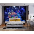 thumbnail image 3 of Tapiz de pared con nebulosa galáctica, 180 x 230 cm, arte abstracto, psicodélico, hippie, tapiz decorativo de pared con planetas, hongos y patrones de relámpagos, 3 of 5