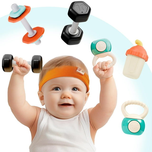Juego de sonajeros iPlay iLearn Baby First Gym Teething para niños pequeños de 3 a 6 m