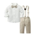 thumbnail image 2 of LUOGENLI Autumn Baptism Outfits for Boy Size 7 Shorts Toddler Boys Long Sleeve Shirt Tops Pants with Tie Child Kids Gentleman Outfits Party Dress Autumn Baptism Outfits for Boy Summer 12-18 Months, 2 of 5