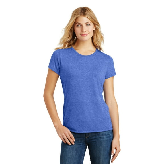 District Made Ladies Perfect Tri Crew Tee-L (Royal Frost)