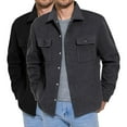 thumbnail image 2 of ZCFZJW Mens Flannel Jackets Fall Long Sleeve Wool Shirt Jacket Button Down Fleece Shacket Winter Thick Warm Outwear Tops with Flip Chest Pockets Black XXL, 2 of 9
