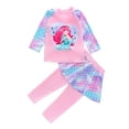 thumbnail image 2 of Emy Dola Girls Long Sleeve Swimsuits Skirt Toddler 2-Pieces Rash Guard Set Sun Protection UV 50+ Mermaid Bathing Suit Swimwear, 2 of 7