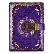 CCOCC Vintage Old Diary with Lock,A5 Locking Journal Leather Refillable Writing Notebook with Lock Combination Password Lock Journal with Pen & Gift Box Lock Diary for Adults Men & Women Purple