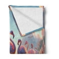 thumbnail image 2 of Ambesonne Flamingo Fleece Throw Blanket Blush Atmosphere Birds 50"x70" Pale Pink Soft Blue, 2 of 5