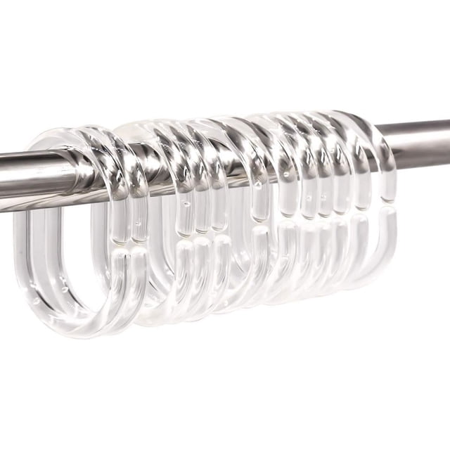 12 paquetes de anillos para cortina de ducha, anillos de plástico para cortina, gancho, gancho para cortina de baño, Clip deslizante, barra para ventana de ducha de baño