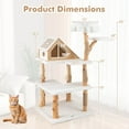 thumbnail image 3 of Costway 60" Tall Solid Wood Cat Tree with 2 Perches Condo Jute Scratching Posts Sisal Rope, 3 of 10