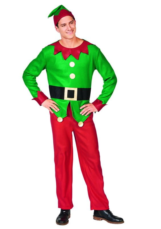 Northlight 45" Red and Green Men's Elf Costume With a Christmas Santa Hat - Plus Size