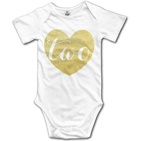 

2nd Birthday Baby Girl Glitter Heart Cute Vintage Baby Creeper Bodysuit In 4 Sizes