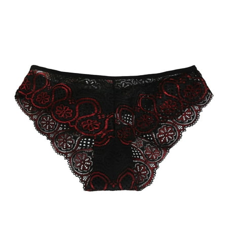 

Odeerbi Rollback Womens Underwear Seamless Briefs Erogenous Lace Lingerie Thongs Panties Hollow Out Underwear Black