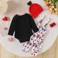 thumbnail image 6 of Tiijoy Baby Girls Valentine's Day Cotton Long Sleeve Romper Overalls Hat Outfits, Sizes 9-12M, 6 of 8