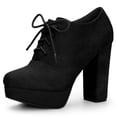 thumbnail image 1 of Botines Con Tacón Grueso Y Plataforma Redonda Para Mujer Negro 36, 1 of 8