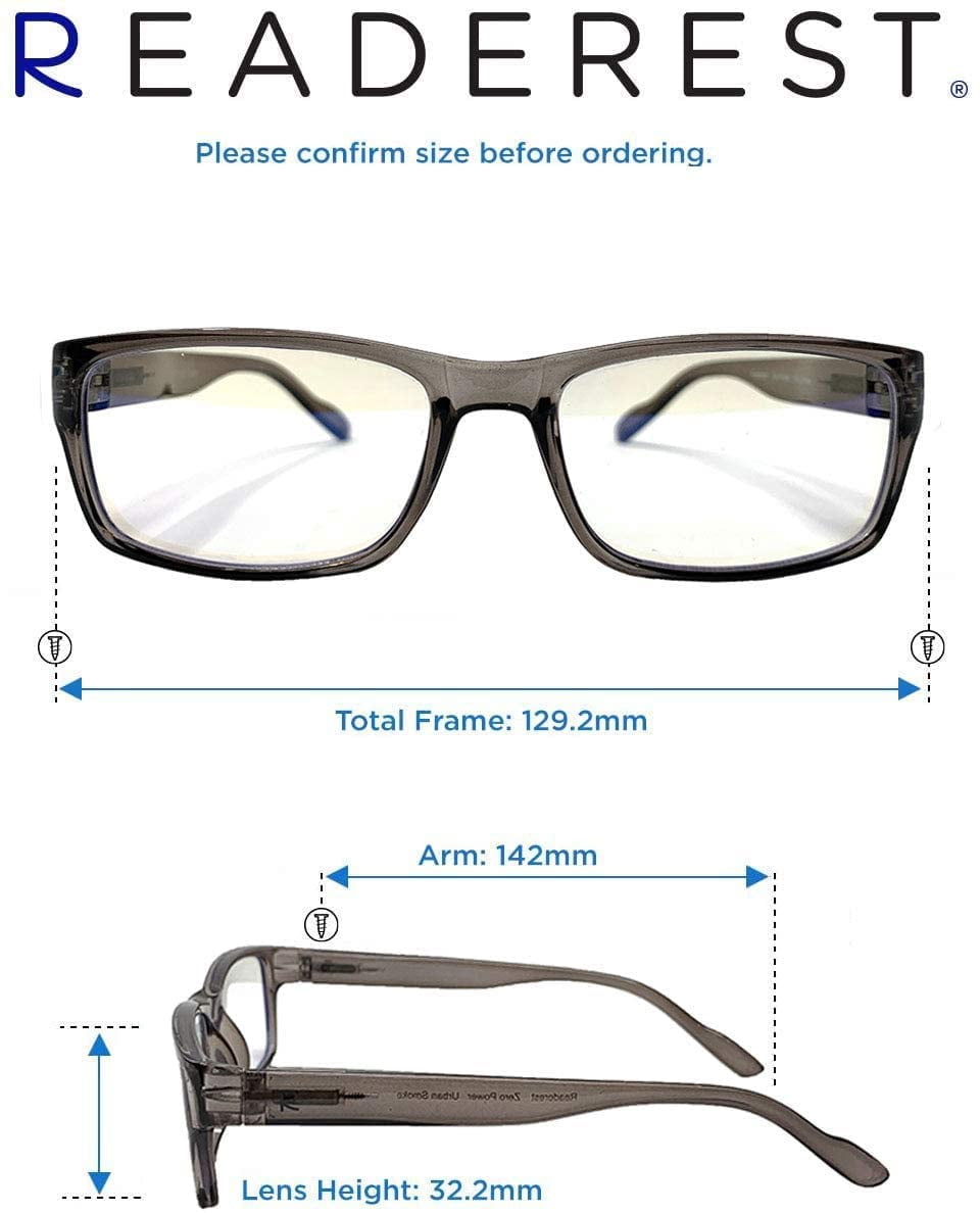 Readerest Blue Light Blocking Reading Glasses Grey 175 Magnification