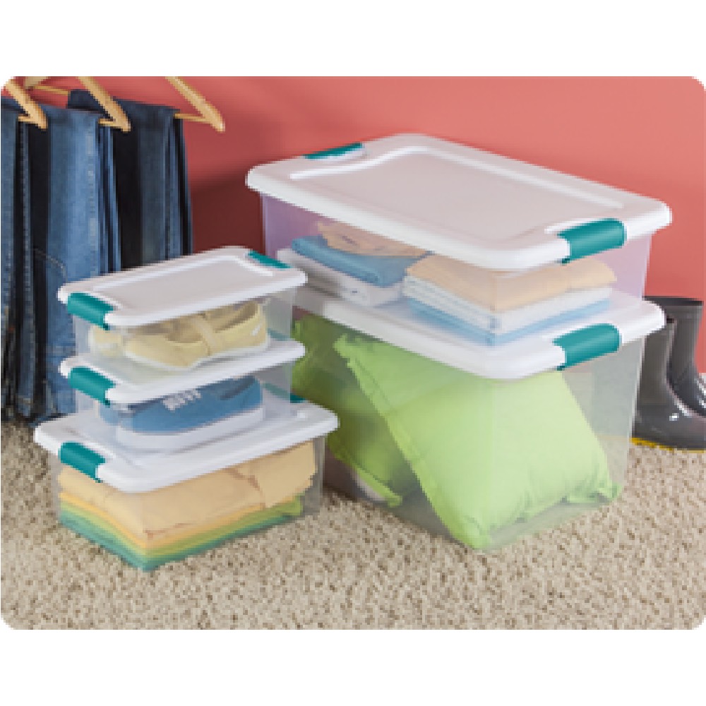 Sterilite 6 Quart / 5.7 Liter Clear Latch Storage Box – 12 Pack (17511712) Stackable Plastic Containers