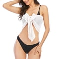 thumbnail image 3 of Zando 2 Piece Swim Cover Ups for Women Swimsuit Cover Up Beach Sarong Wrap Skirt Bathing Suit Cover Black & White, 3 of 7
