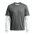 thumbnail image 6 of Men's Fake 2-Piece Layered Solid Shirts Casual Pullover Dark Gray XL, 6 of 6