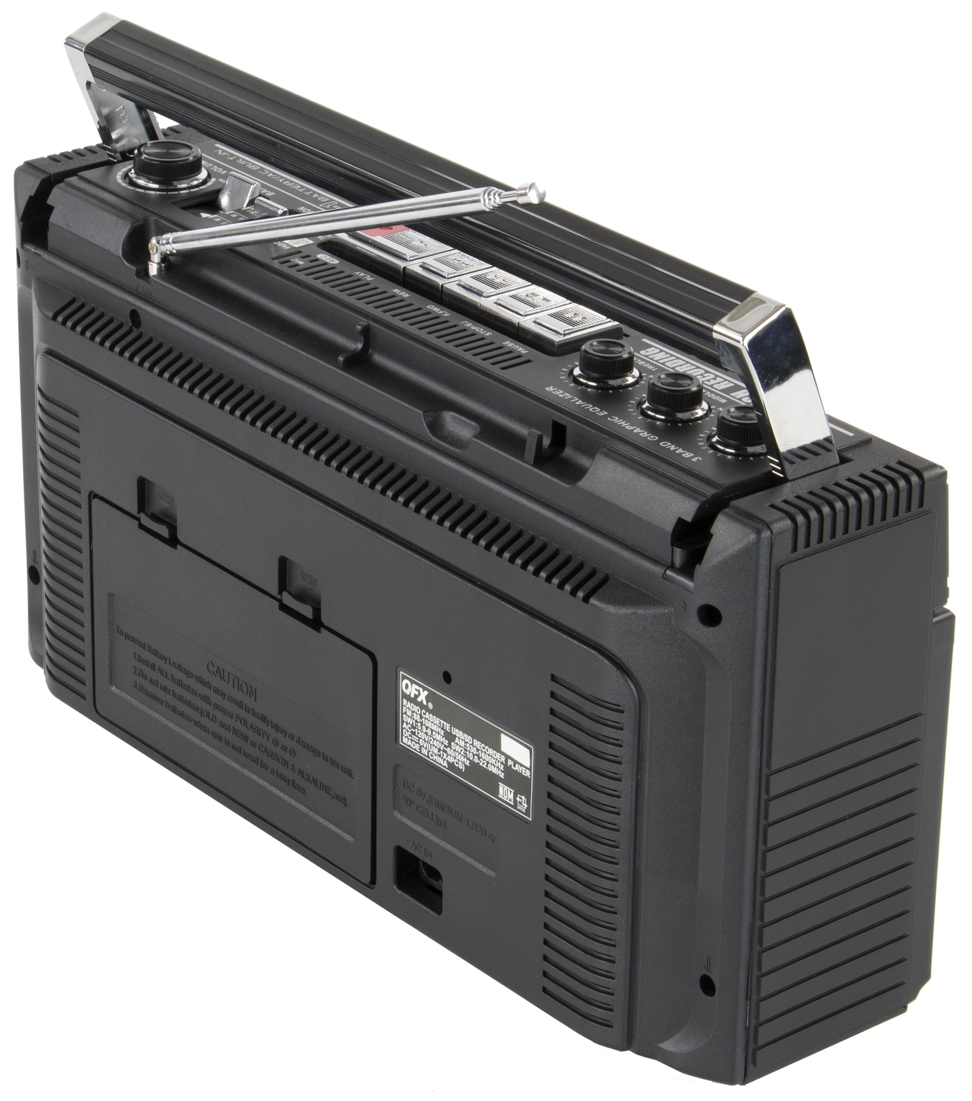 QFX Bluetooth Cassette/Radio Boombox, Black, J-220BT