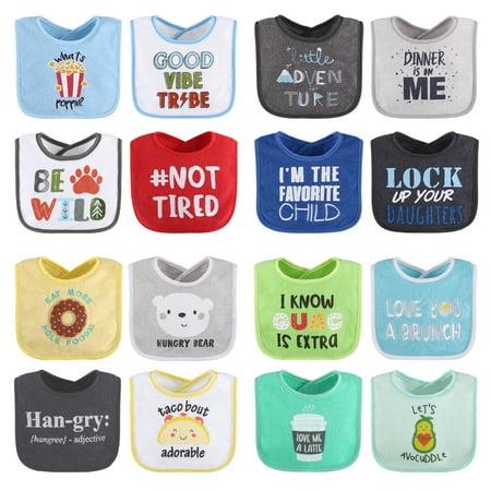

The Peanutshell Baby Boy Terry Bibs 16 Pack for Feeding Teething or Drooling Boy/Neutral Foods
