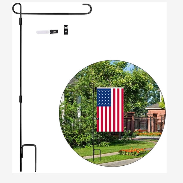 1 Juego de soporte para asta de bandera de jardín con Clip antideslizante decorativo desmontable a prueba de viento asta de bandera soporte de hierro Baoblaze Mástil de bandera de hierro