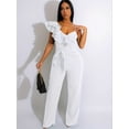 thumbnail image 3 of [Sleeveless Jumpsuit] Elegant One Piece Jumpsuits | Womens Casual V-Neck Sleeveless Ruffle Romper Wide Leg Pant Sexy Party Clubwear Overalls, 3 of 4