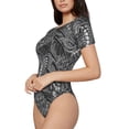 thumbnail image 2 of Daiia Snake print Women's Crew Neck Short Sleeve Bodysuit Fashion Tops Fit Casual Basic Extender Bodysuit-Large, 2 of 9