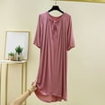 thumbnail image 2 of Hrsba Women's Nightgown Solid Color V Neck Loose 5-Sleeve Short Length Sleep Dress, 2 of 4