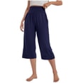 thumbnail image 4 of Chbgutlmr Womens Capri Pants High Waisted Loose Cropped Summer Casual Straight Leg Yoga Pants Pockets, 4 of 9