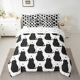 thumbnail image 2 of Manfei Kawaii Black Cat Twin Bedding Sets 7-Piece for Kids, Cartoon Love Heart Bedding Comforter Set, Cute Kitten Animal Reversible Sheet Sets, Luxury Bedroom Decor, 2 of 7